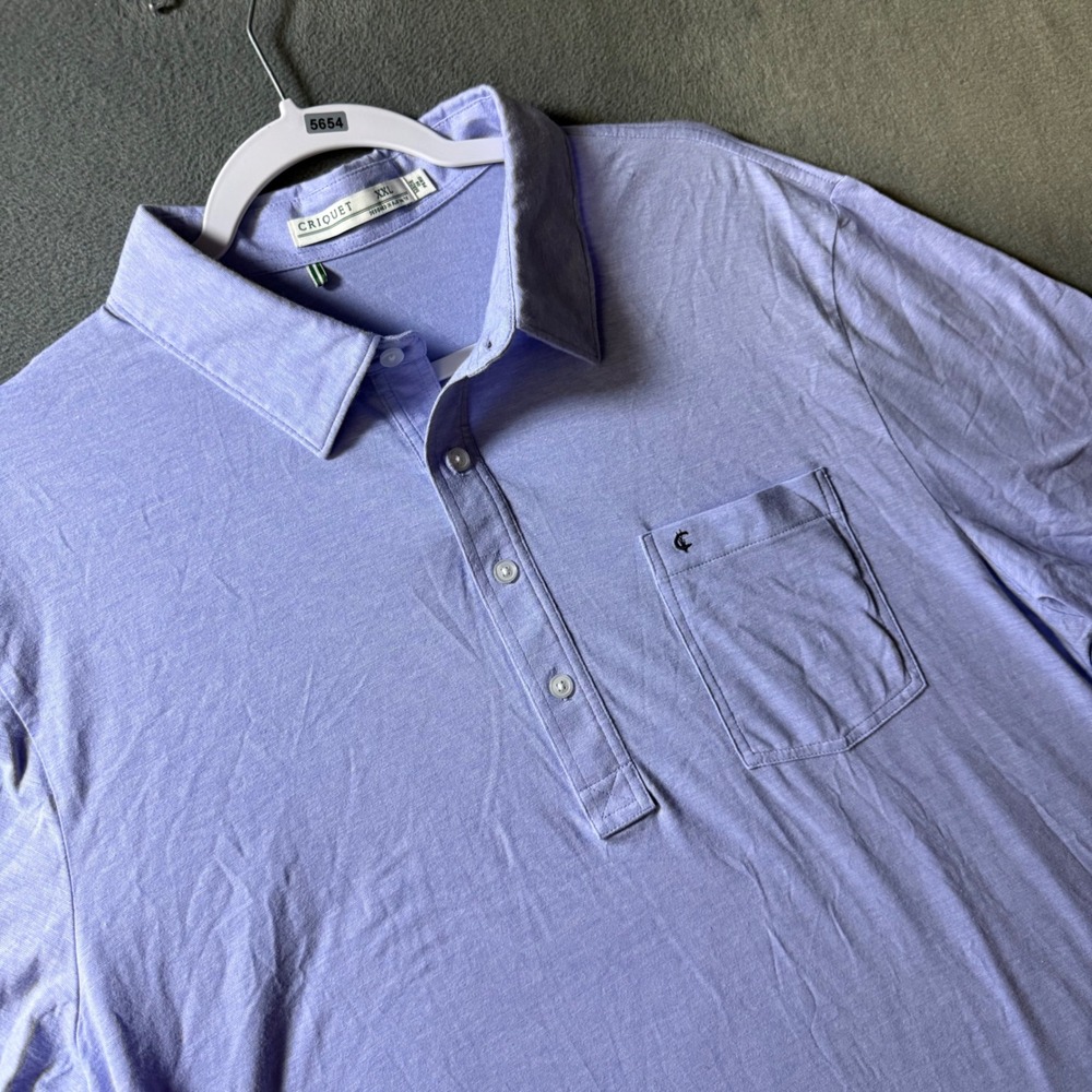 Criquet Mens XXL Lavender Pima Cotton Players Shirt Short Sleeve Polo Purple
